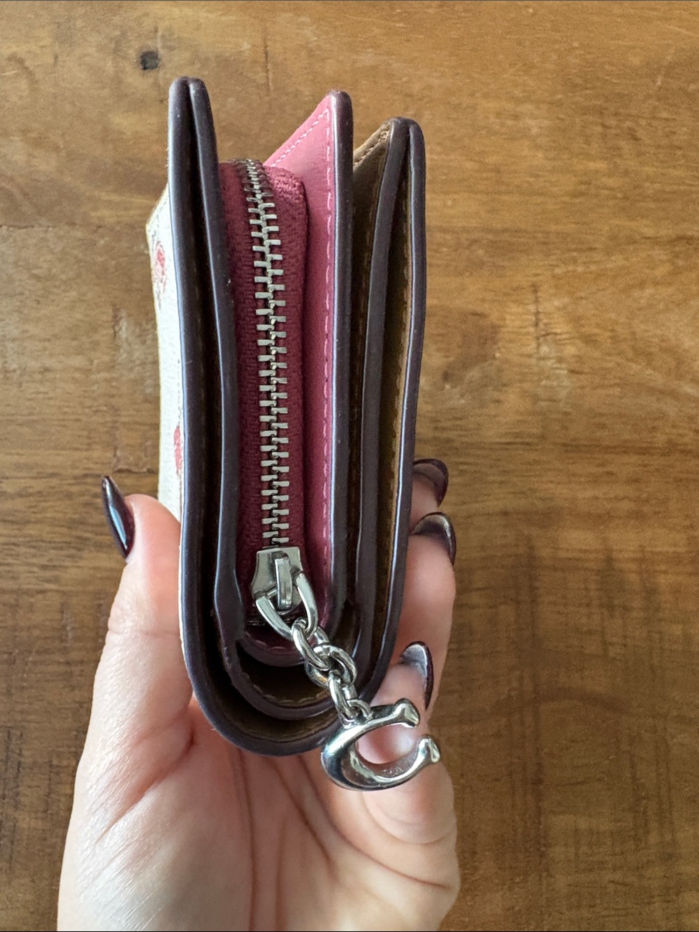 Coach Cream Leather Wallet with Pink Flamingo Print - Picture 4 of 8